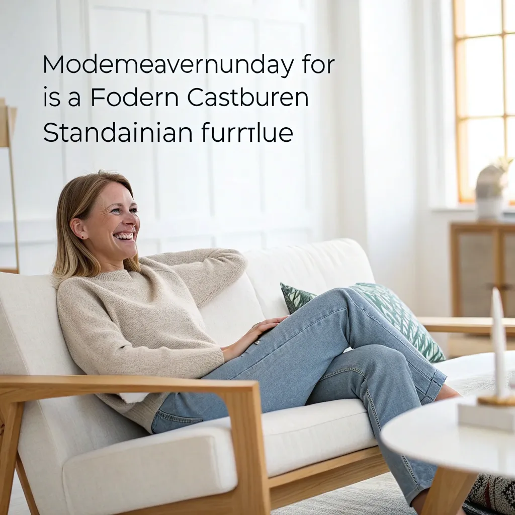 Smiling customer enjoying Scandinavian furniture